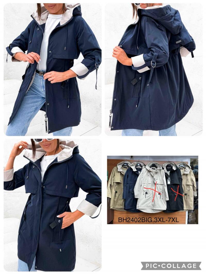 Kurtki damskie cienki Roz 3XL-7XL, 1 Kolor Paczka 5 szt